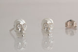 Underworld Flower Skull Stud Earrings, Silver