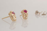 La Flora Skull Stud Earrings, Gold