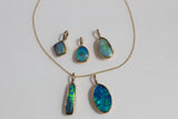Australian Opal Necklace, into the Ocean, Gold