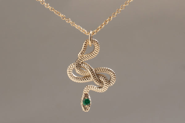 Snake Guardian Necklace, Gold