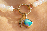 Opal beaded Necklace with invisible clasp, Gold