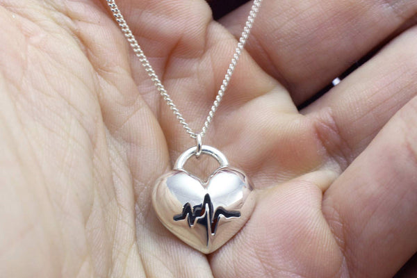Heart Beat Necklace, Silver