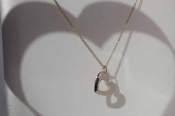 Open Heart Necklace, Silver