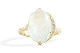 Crescent Moonstone Ring, Gold