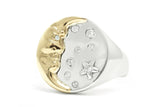 Moon Whisperer Signet Ring, Mixed Metals