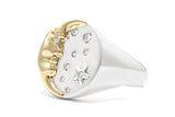 Moon Whisperer Signet Ring, Mixed Metals
