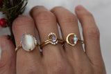 Crescent Moonstone Ring, Gold