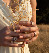 Kite Pave Stacker Ring with Black Diamonds, Gold