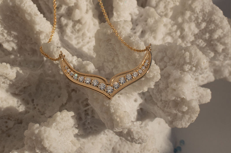 Mermaid Tail Diamond Necklace, Gold