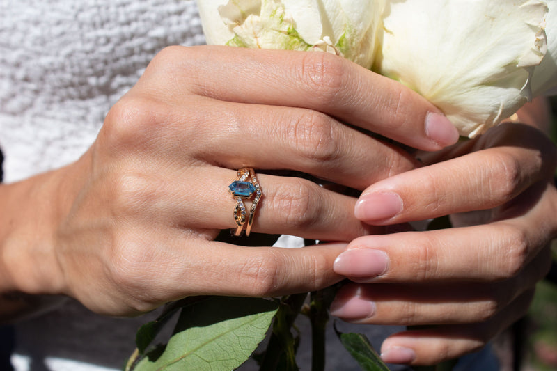 Pine Sapphire and Diamond Ring, Gold
