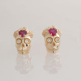 La Flora Skull Stud Earrings, Gold