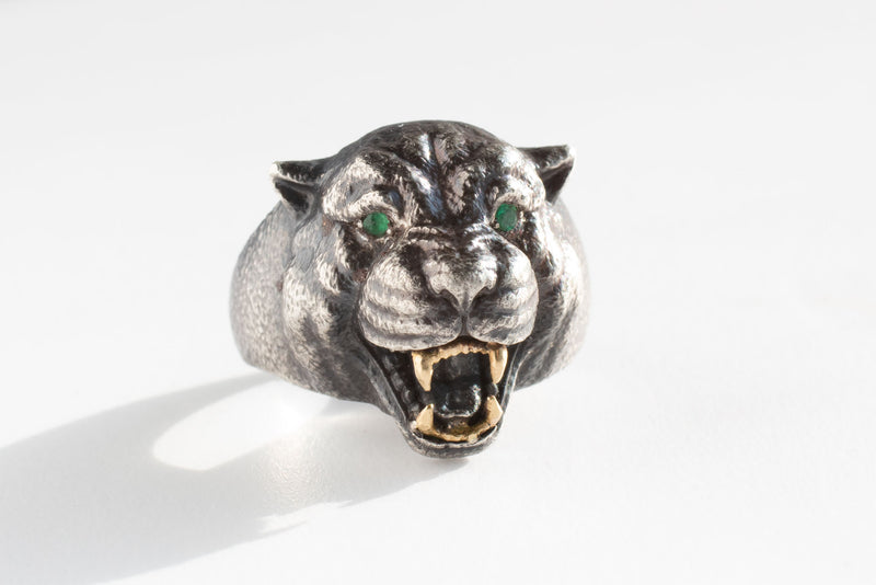 Panther Ring with Emerald Eyes, Mixed Metals – Michaela Farkasovska