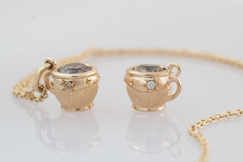 Cup of Coffee Necklace, Gold
