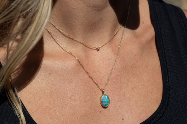 Australian Opal Necklace, Gold