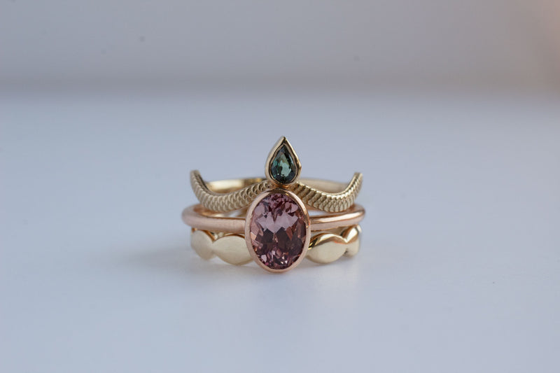 Mahenge Garnet Stackable Ring, Gold