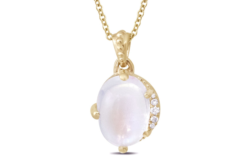 Crescent Moonstone Necklace, Gold