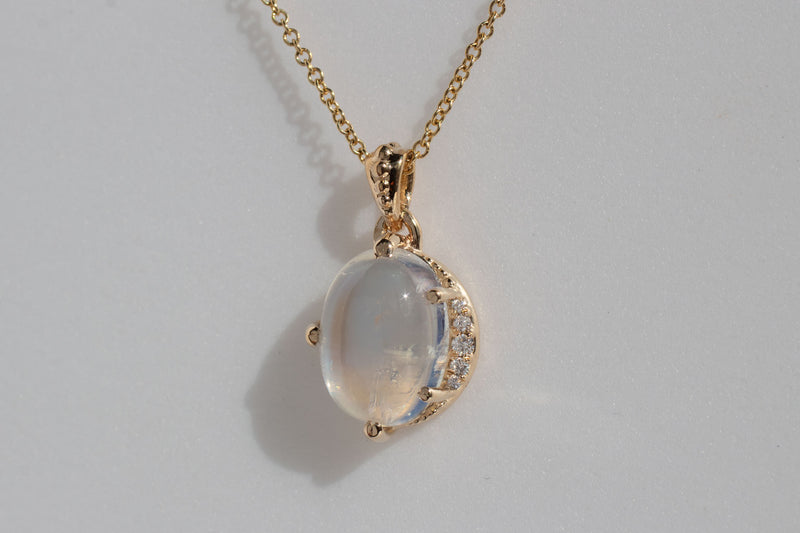 Crescent Moonstone Necklace, Gold