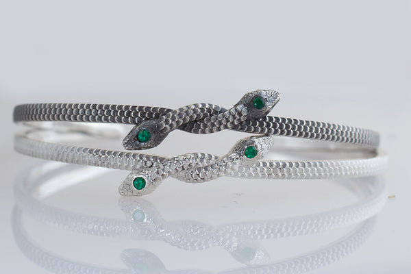 Symbiosis Snake Cuff Bracelet, Silver