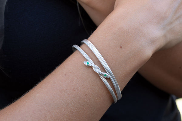 Symbiosis Snake Cuff Bracelet, Silver