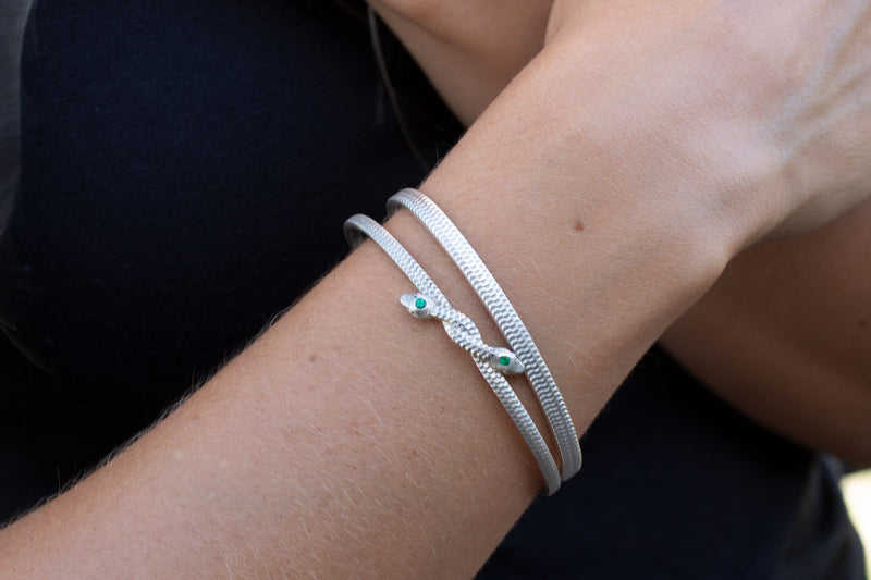 Symbiosis Snake Cuff Bracelet, Silver