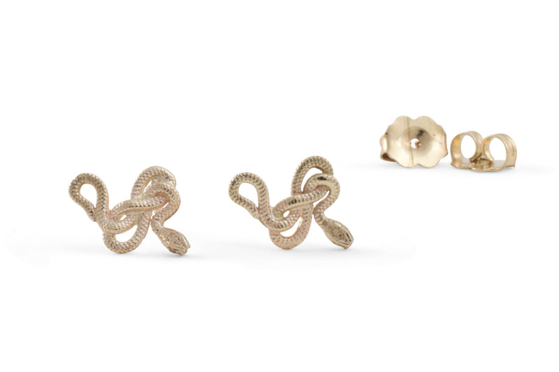 Snake Guardian Stud Earrings, Gold