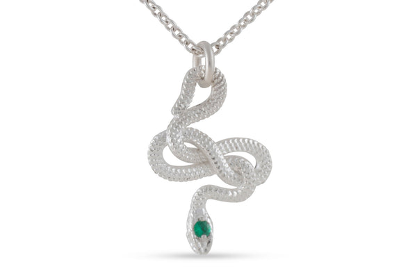 Snake Guardian Necklace, Silver