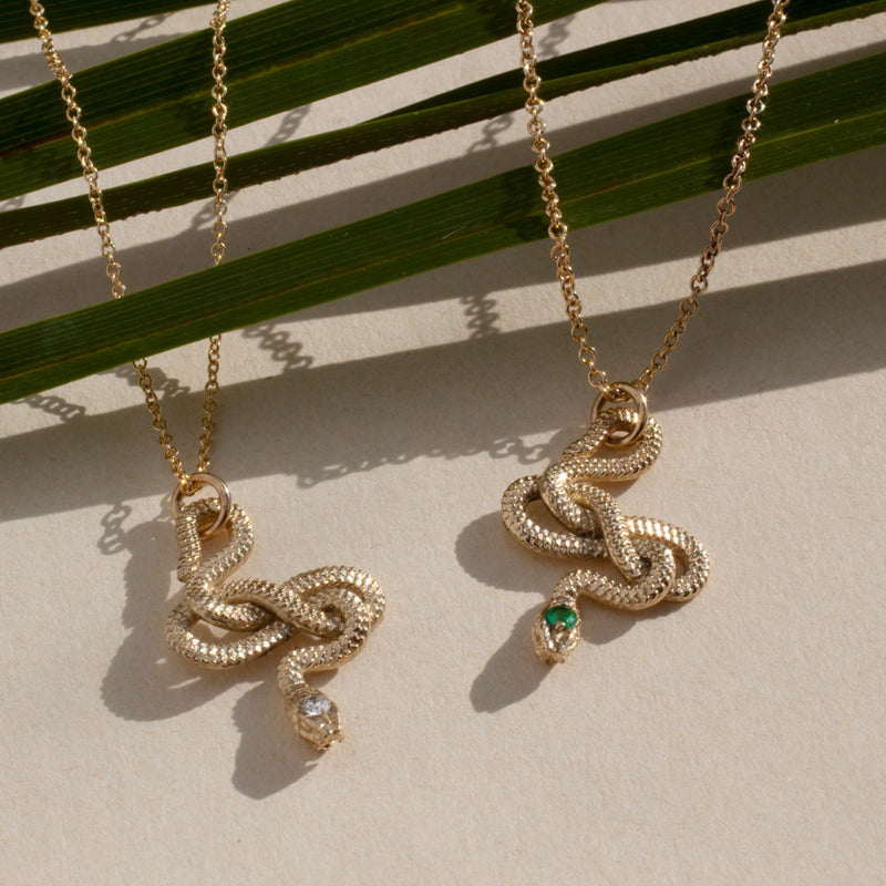 Snake Guardian Necklace, Gold