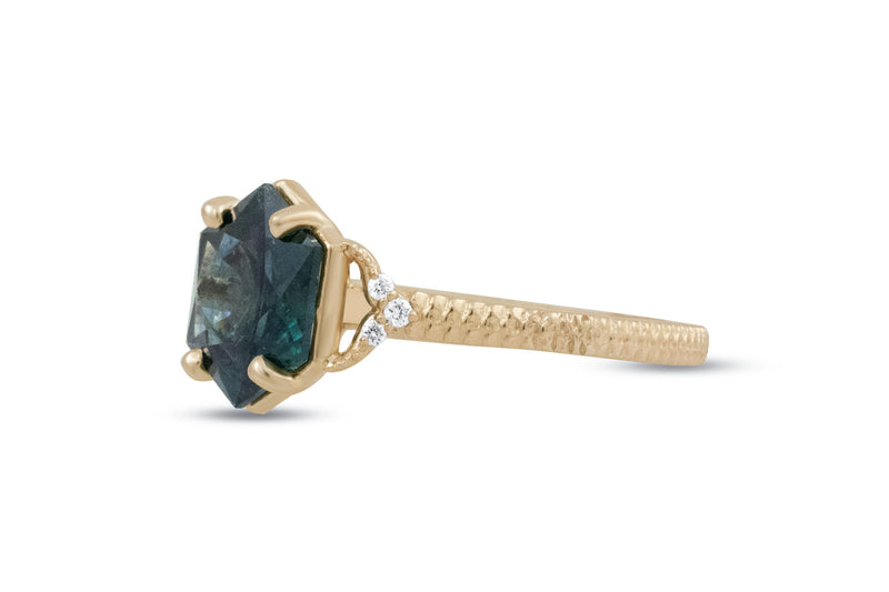 Sway Hexagon Sapphire Ring, Gold