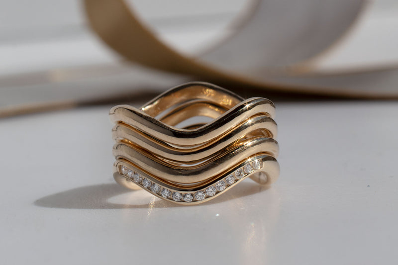 Wave Diamond Stacking Ring, Gold- Michaela Farkasovska Fine Jewelry