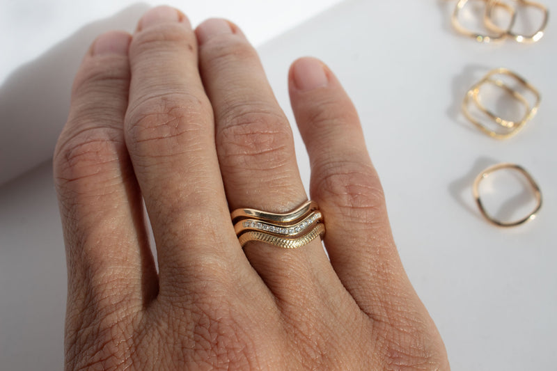 Wave Diamond Stacking Ring, Gold- Michaela Farkasovska Fine Jewelry