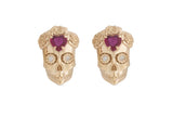 La Flora Skull Stud Earrings, Gold