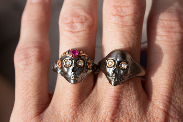 La Flora Skull Ring, Mixed Metals