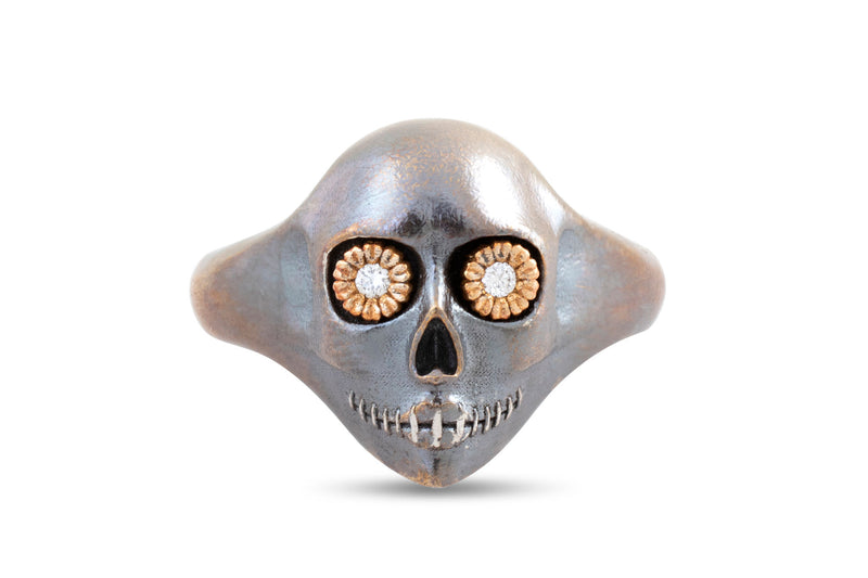 Underworld Flower Skull Ring, Mixed Metals