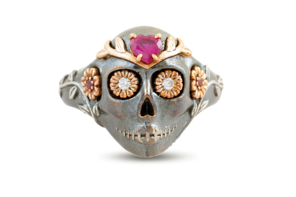 La Flora Skull Ring, Mixed Metals