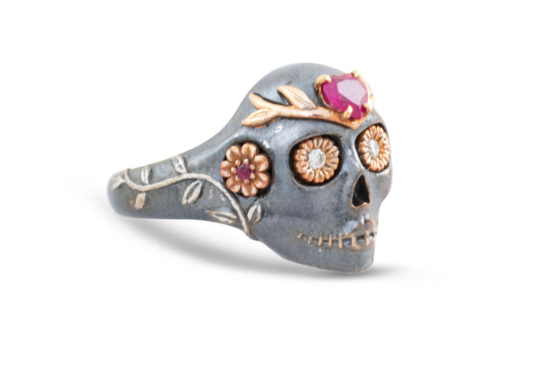 La Flora Skull Ring, Mixed Metals
