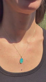 Australian Opal Necklace, into the Ocean, Gold