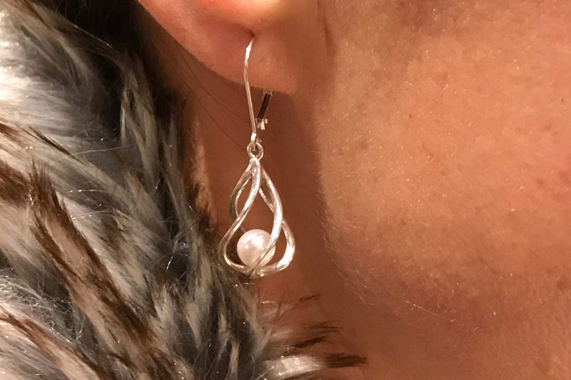 Vine Pearl Earrings, Silver