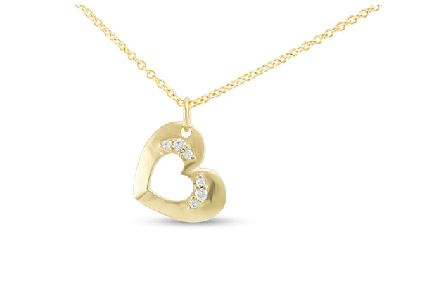 Open Heart Diamond Necklace, Gold