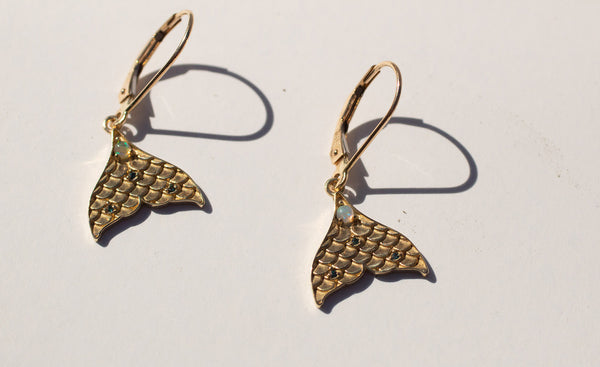 Mermaid Tail Diamond Earrings, Gold