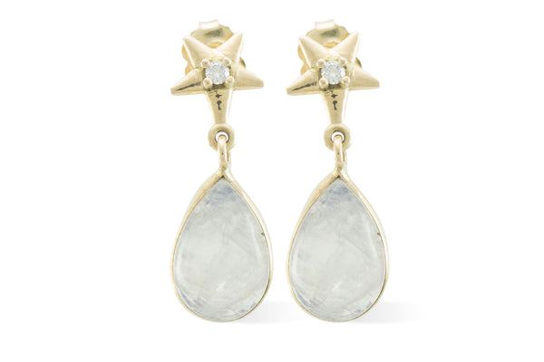 Moonstone and Diamond earrings, Gold