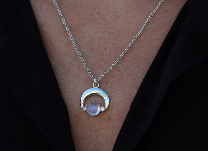 Crescent Moon Necklace, Silver