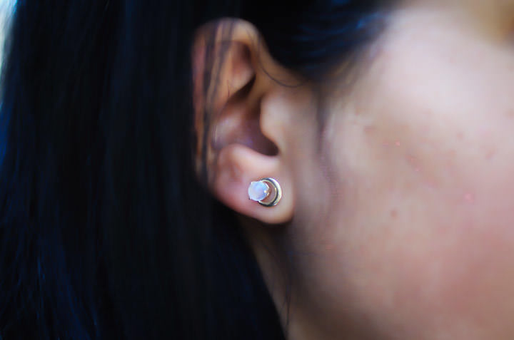 Moon Stud Earrings, Gold