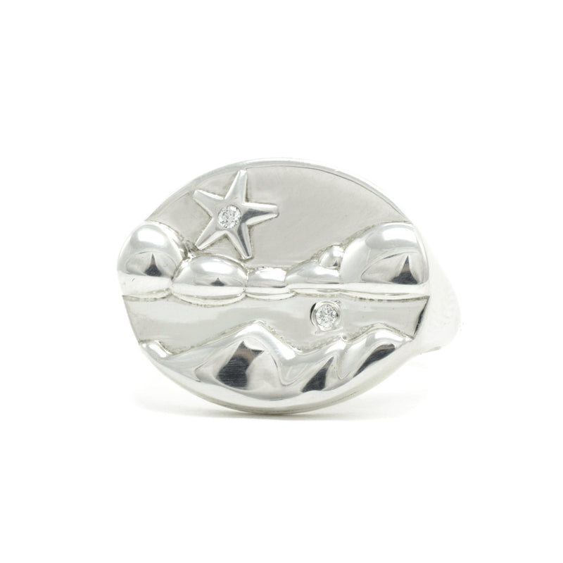 Night in the Mountains Signet Ring, Silver