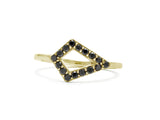Kite Pave Stacker Ring with Black Diamonds, Gold