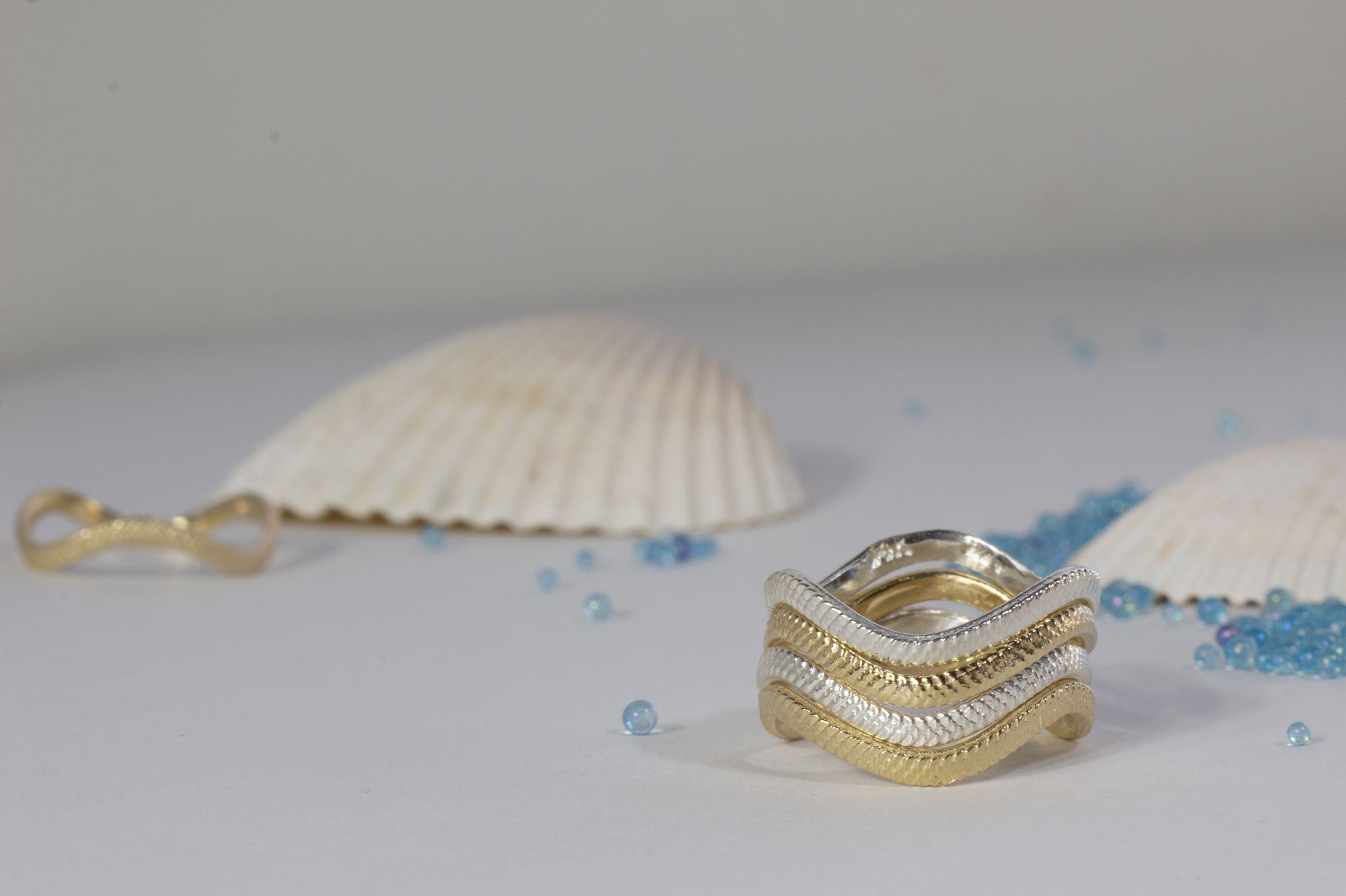 Wave Textured Stacking Ring, Gold- Michaela Farkasovska Fine Jewelry