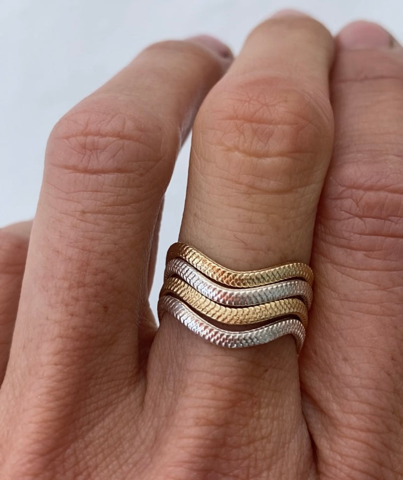 Wave Textured Stacking Ring, Gold- Michaela Farkasovska Fine Jewelry