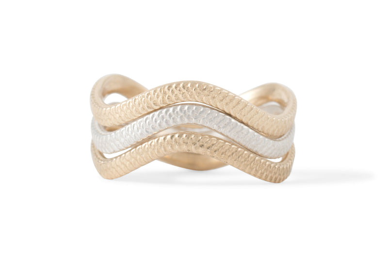 Wave Textured Stacking Ring, Gold- Michaela Farkasovska Fine Jewelry